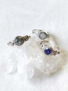 Sterling Silver Spiral Gemstone Rings