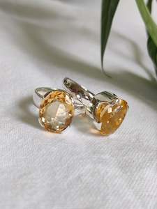 Silver Oval Citrine Ring