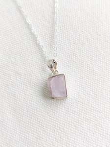 Small Rough Pink Kunzite Pendant - One of a Kind