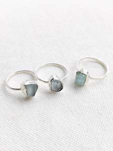 Rough Aquamarine Sterling Silver Rings