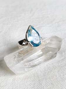 Sterling Silver Faceted Blue Topaz Ring - One off