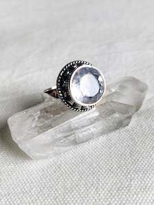 Sterling Silver Bezel Set and Detailed Rose Quartz Ring