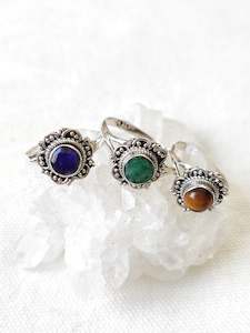 Rings: Sterling Silver Floral Gemstone Rings