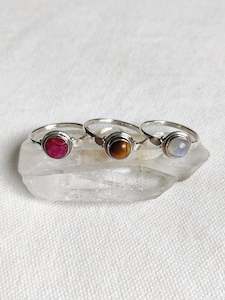 Sterling Silver Dainty Gemstone Rings