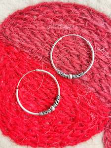 Earrings: Sterling Silver Medium Bali Hoop Earrings