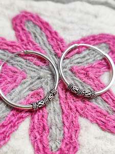 Sterling Silver Medium Bali Hoop Earrings