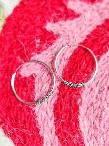 Sterling Silver Medium Bali Hoop Earrings