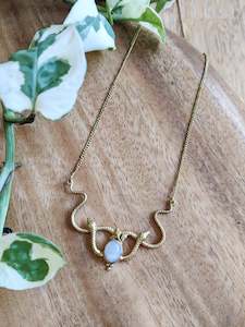 Necklaces: Brass Snake and Stone Necklace