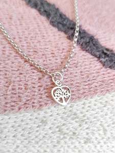 Sterling Silver Tree Heart Charm Pendant