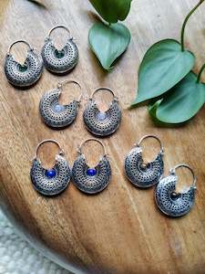 Silver Plated Brass & Stone Earrings