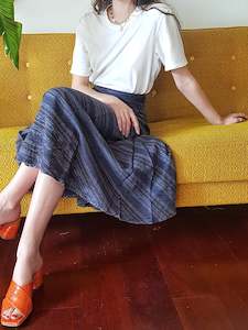 Skirts: Heavy Cotton Striped Wrap Skirt