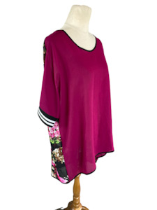 Jellicoe NZ sheer top purple front, floral back  | size small