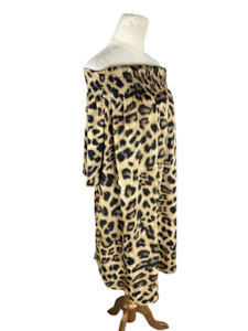 dress: Federation off-the-shoulder animal print dress | size 14