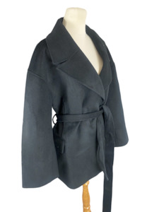 BNWT - Assembly Label 100% wool Ezra Belted Jacket in Black | size 12-14 - RRP $310