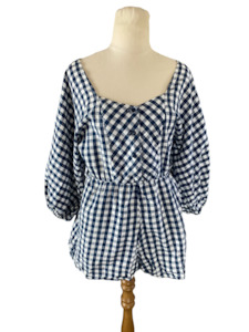 Playsuit: Ruby cotton gingham navy playsuit | size 8