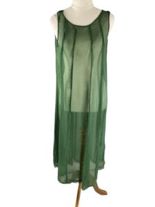 Taylor silk olive sheer dress | size 10