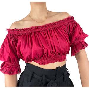 Designer: AJE off-the-shoulder red crop top | size 8