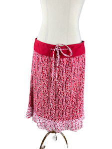 White Stuff midi red pattern skirt | size 12