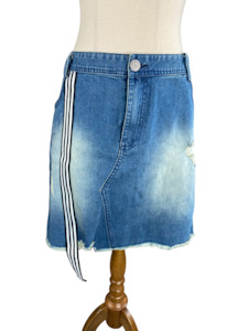 Charlo denim skirt with stripe detail | size 14