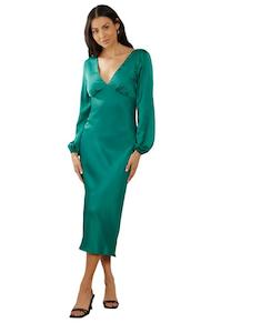 BNWT - Atmos&Here Chantelle Satin Midi Dress in Emerald | size 8