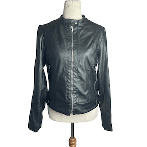 Mirrou black leather look jacket | size 10