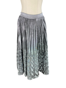 Silver/metallic midi pleated skirt | size 10