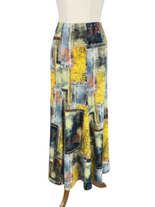 Joseph Ribkoff yellow pattern skirt | size 16