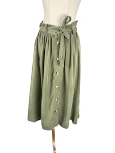 Oliver Bonas midi olive skirt | size 10