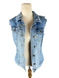 Jackets Coats: Dotti denim sleeveless jacket | size 6