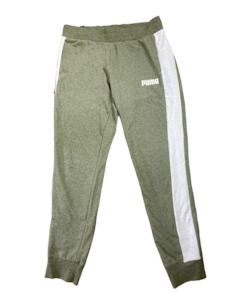 Activewear: Puma khaki green strip track pants | size large