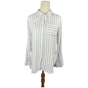 Shirt: Decjuba white w/ black striped shirt | size 10