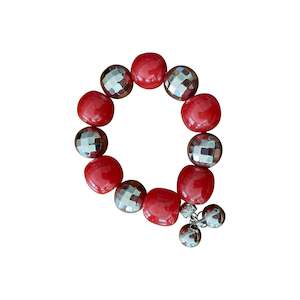 Jewelry: Red and silver bead bracelet