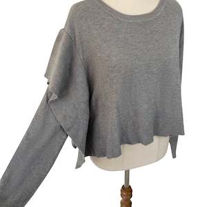 Jumpers: Zara grey frill sleeve jumper | size medium