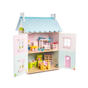 Le Toy Van Blue Bird Cottage with Furniture