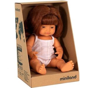 Miniland Anatomically Correct Baby Doll 38cm Caucasian Red Head Girl