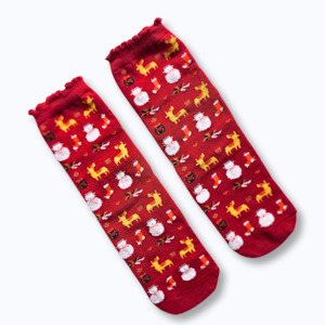 Clothing: Red Christmas Icons Socks