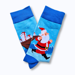 Blue Santa Socks