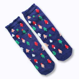 Clothing: Blue Cute Christmas Socks