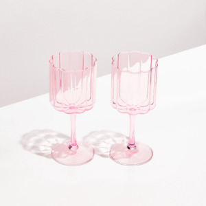 Gift: Wave Wine Glass Set - Pink