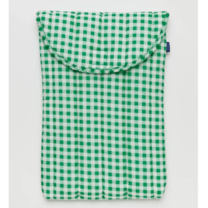 Puffy Laptop Sleeve 16" - Green Gingham