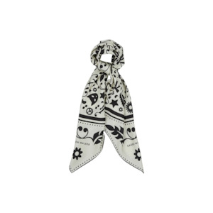 Filigree Classic Silk Scarf - Cream/Black