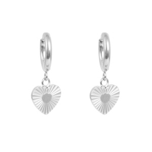 Gift: Pure Steel Charms Earrings  - Heart Drop Silver