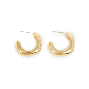 Gift: Pure Steel Bubbly Square Earrings  - Gold