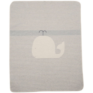 Baby Blanket Whale Stripes - Grey