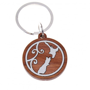 Homewares: Keeper Keyring Rimu NZ Map Icon