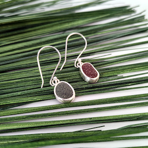 Orepuki Genstone Beach Pebble Earrings Silver