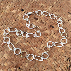 Silver and Brass Oval and Round Link Chain