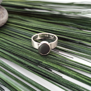 Orepuki Gemstone Beach Pebble Argillite Ring Silver