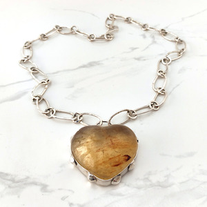 Kauri Gum Heart Necklace Silver