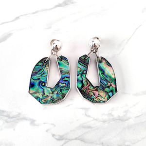 Homewares: Paua Drama Earrings Abstract Shape